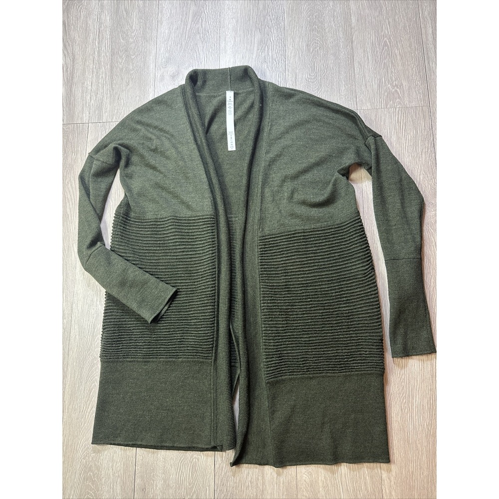 Lululemon Sit in Lotus Merino Wool Cardigan Sweater 4 Rare Dark Forest Green